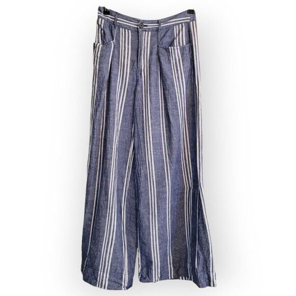 Anthropologie Wide-Leg Cotton Linen Pants Size 0P - Picture 2 of 15